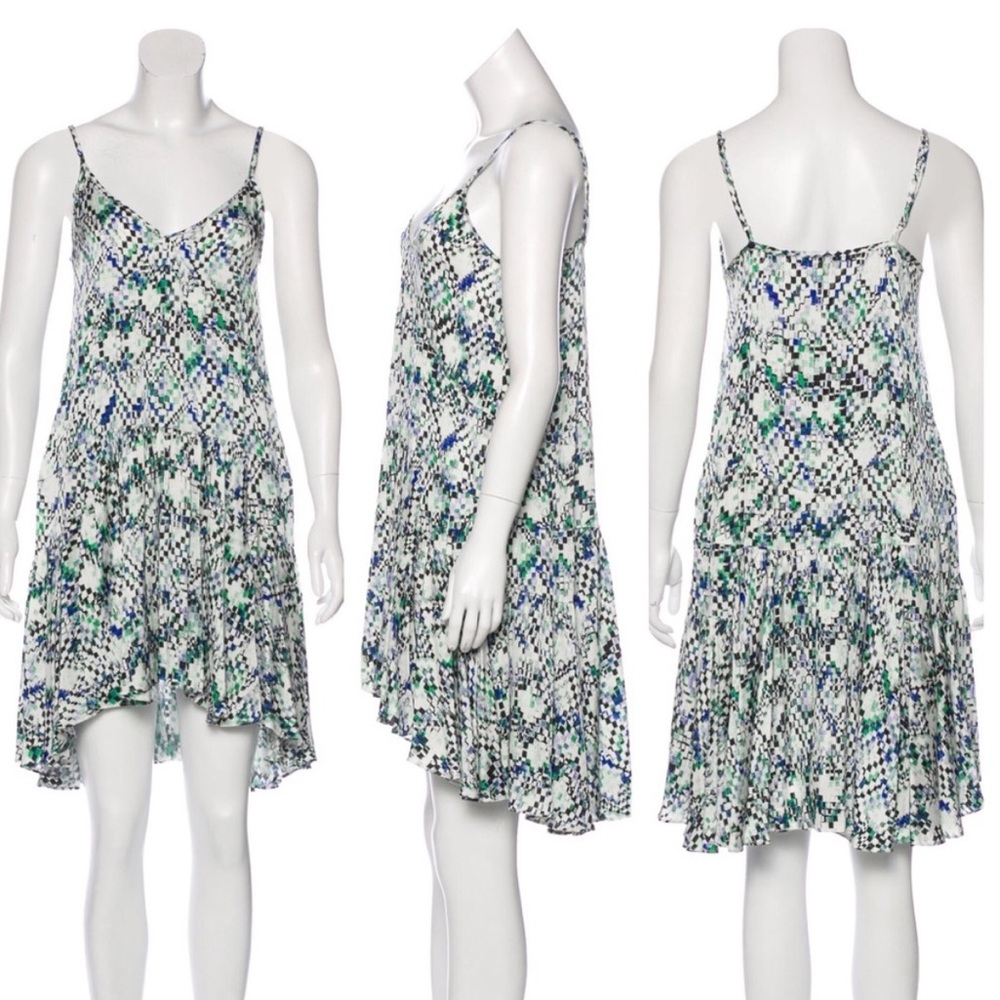 Silk Dress by Marissa Webb Artsy Midi Cocktail Dress w/ Abstract Print
